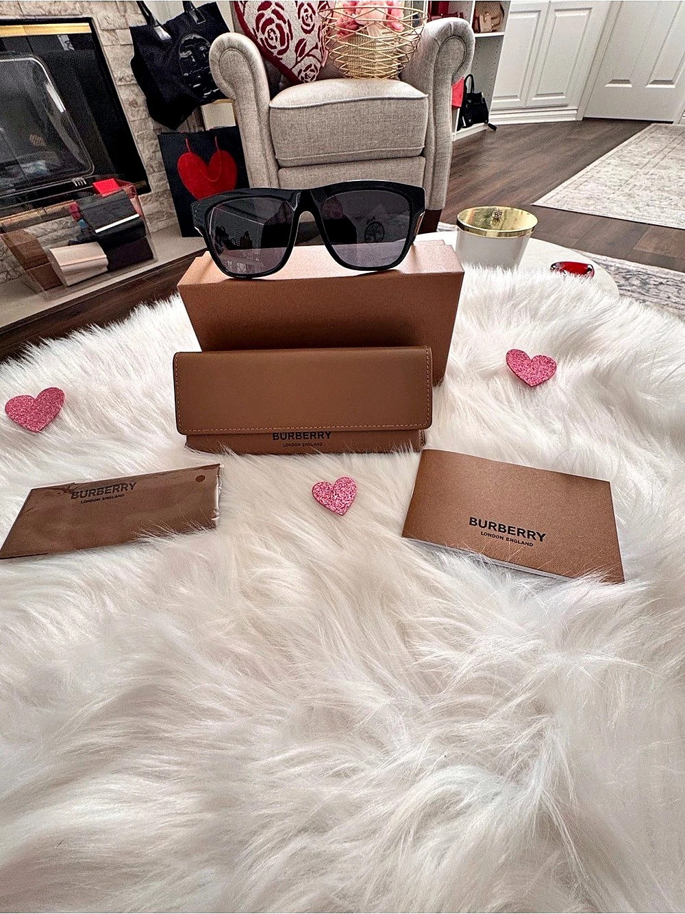 New Burberry BE4293 Square Sunglasses Black & Brown